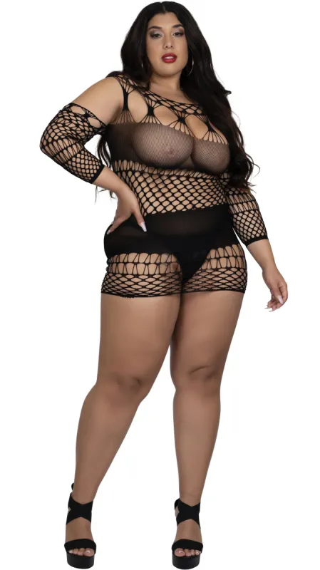 Kiss Me Body Stocking Dress (Black) sold by Boughie Curves