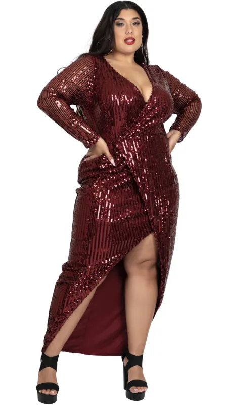 Everything Sequins Maxi Dress (Rust) sold by Boughie Curves
