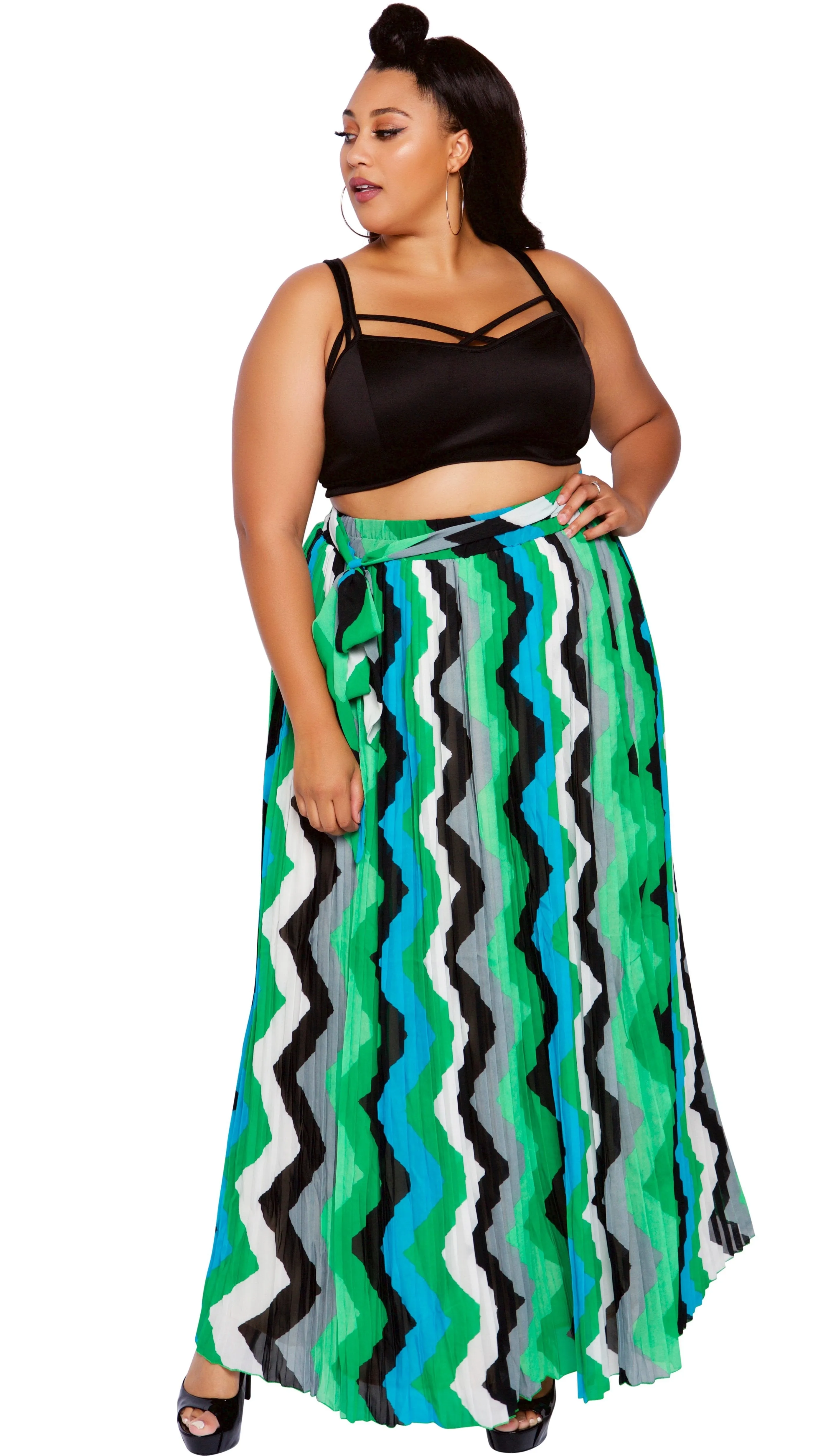 Flow For Days Skirt (Green Print) sold by Boughie Curves product image thumbnail 3