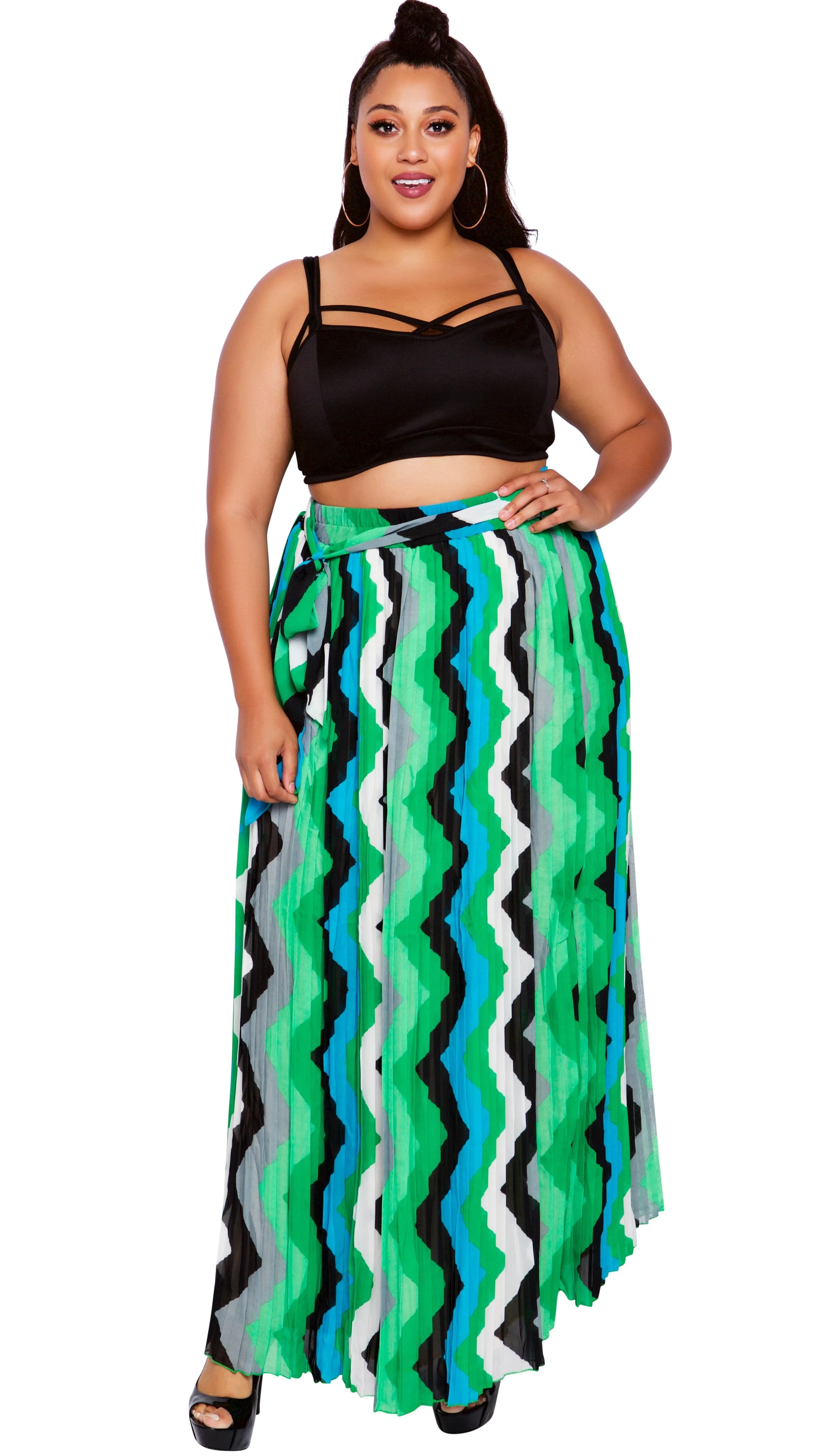 Flow For Days Skirt (Green Print) sold by Boughie Curves product image thumbnail 2