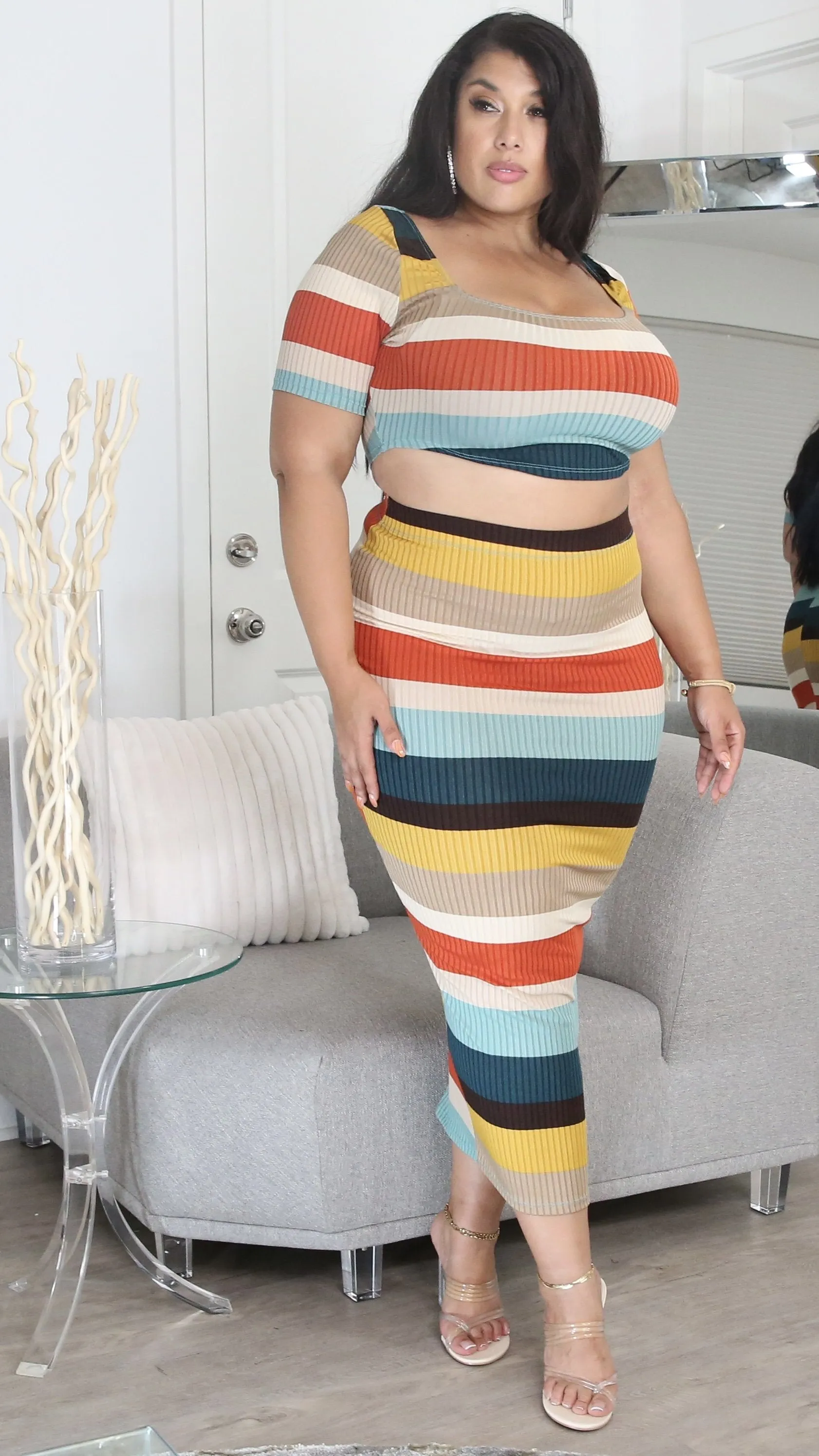 Method To The Madness 2Pcs Skirt Set (Striped) sold by Boughie Curves product image thumbnail 2