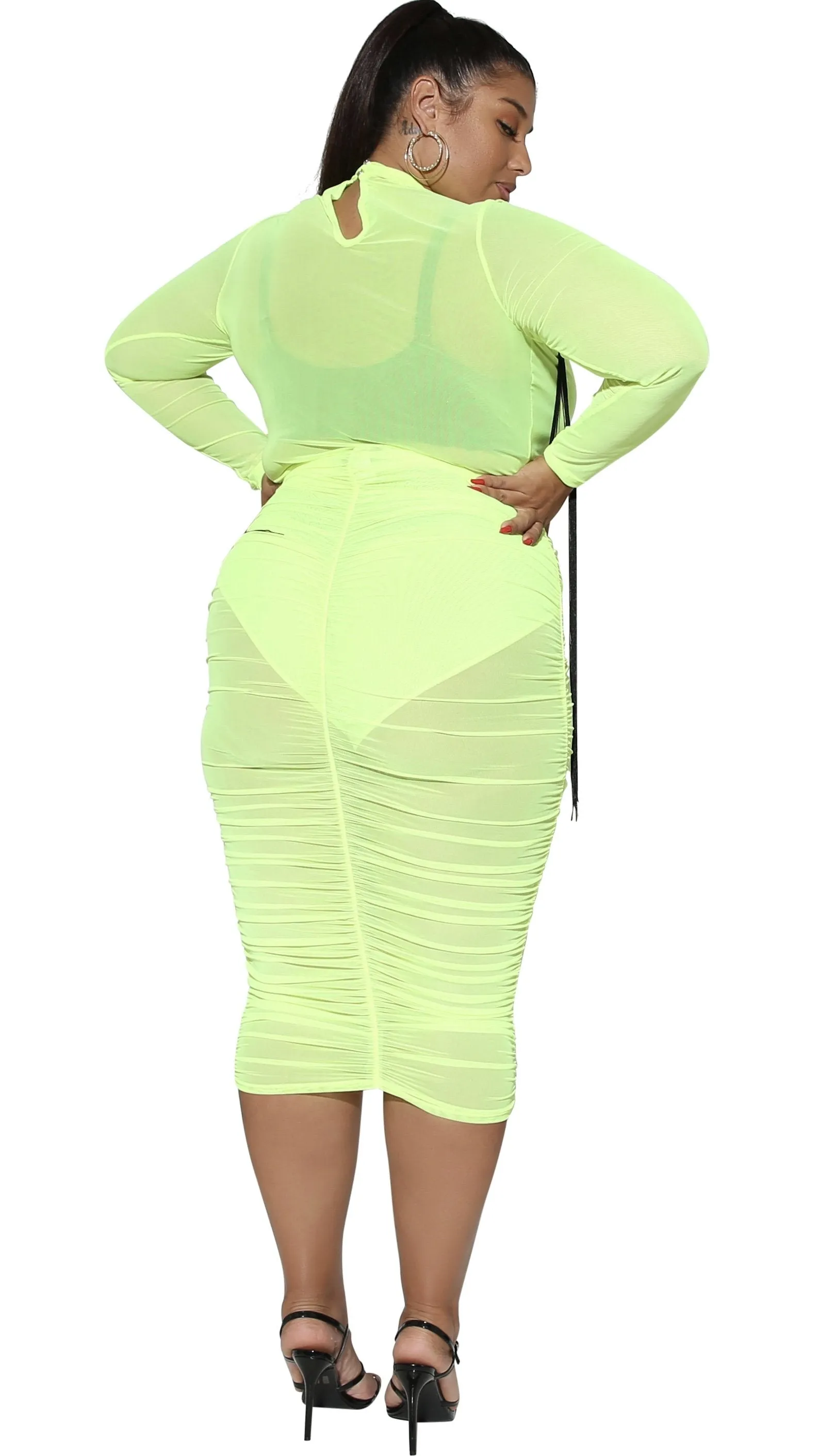 Superstar 2Pcs Skirt Set (Highlighter) sold by Boughie Curves product image thumbnail 3