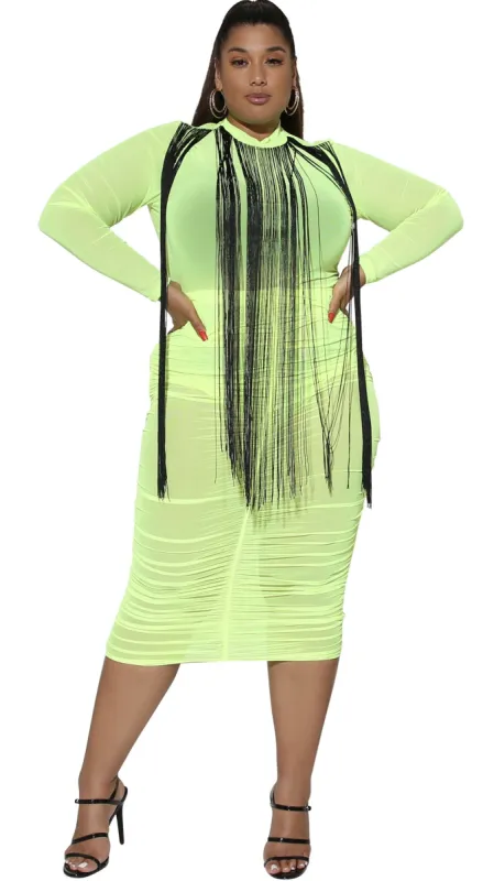 Superstar 2Pcs Skirt Set (Highlighter) sold by Boughie Curves