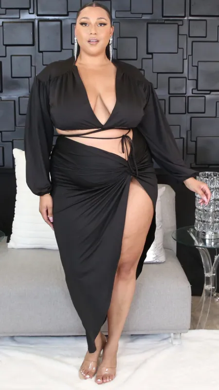 Style Side 2Pcs Skirt Set (Black) sold by Boughie Curves