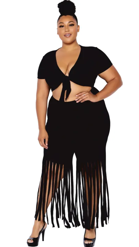 The Way It Is 2Pcs Pant Set (Black) sold by Boughie Curves