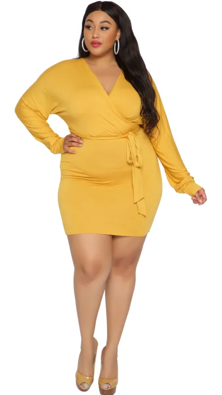 Hold Me Down Dress (Mustard) sold by Boughie Curves