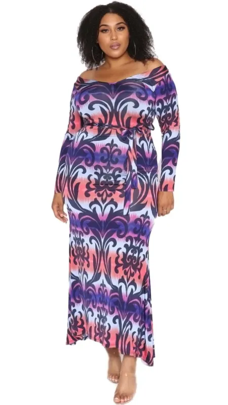 Whirlwind Maxi Dress (Purple/Pink) sold by Boughie Curves