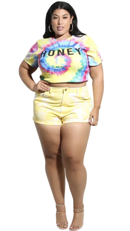 Honey Crop Top (Rainbow Tie Dye) sold by Boughie Curves