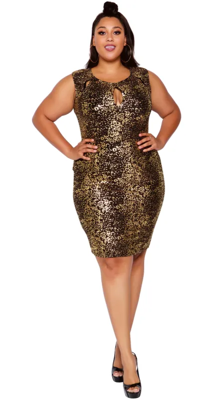 Wild Card Dress (Gold Foil) sold by Boughie Curves