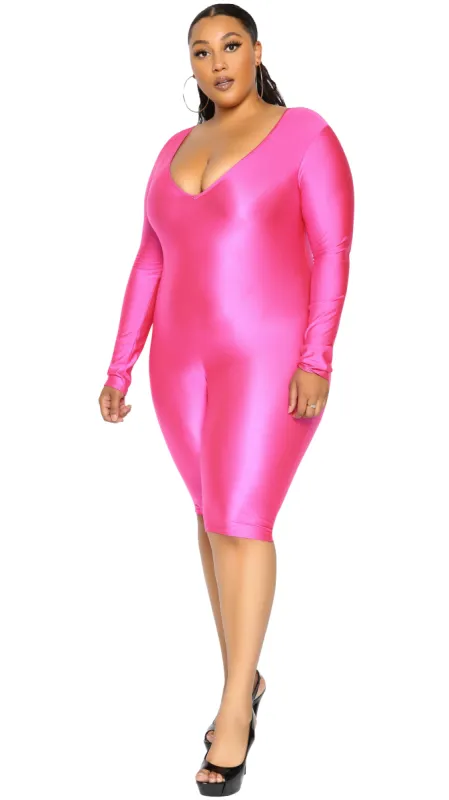 Show Face Romper (Hot Pink) sold by Boughie Curves