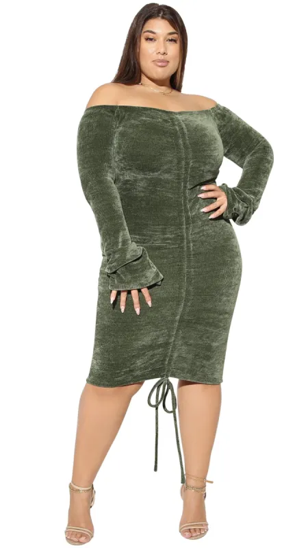 Rave Sweater Dress (Olive) sold by Boughie Curves