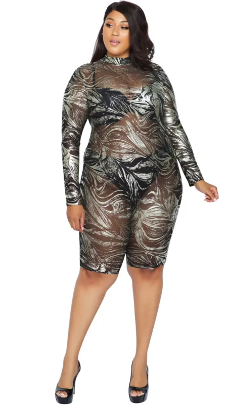 See Thru Me Romper (Black/Gold) sold by Boughie Curves