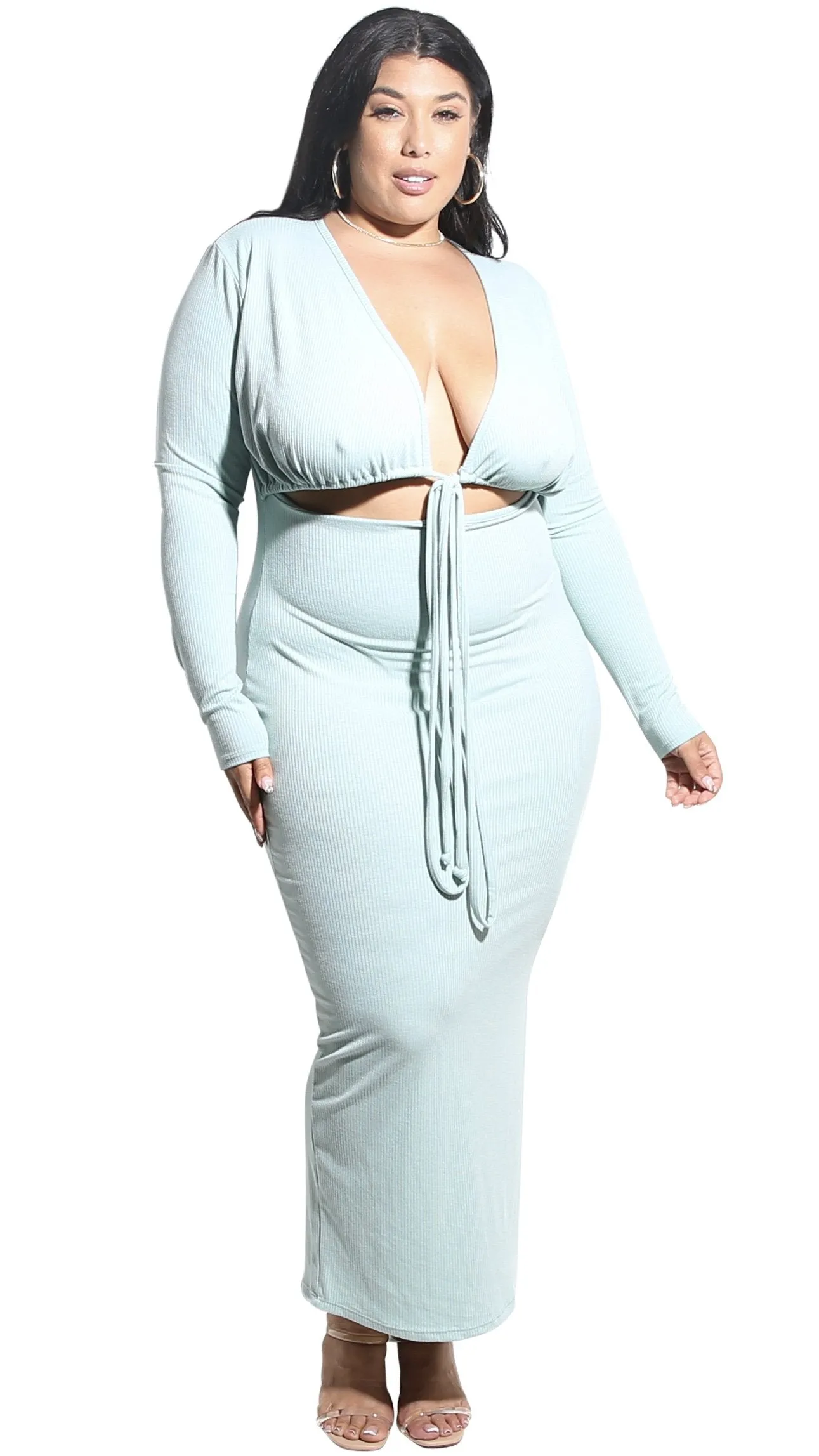 Two Can Play That Game Maxi Dress (Sage) sold by Boughie Curves product image thumbnail 2