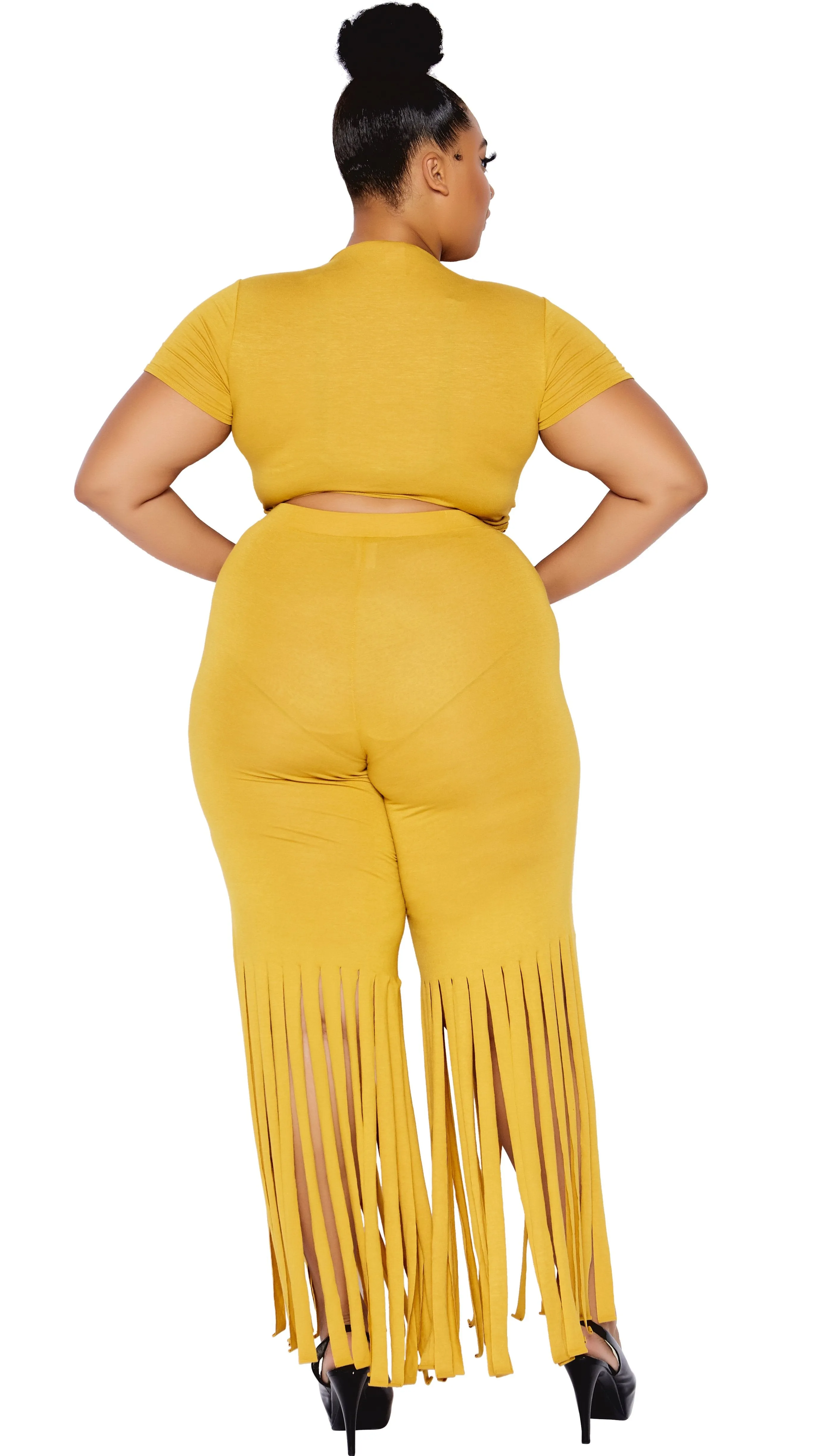 The Way It Is 2Pcs Pant Set (Mustard) sold by Boughie Curves product image thumbnail 3