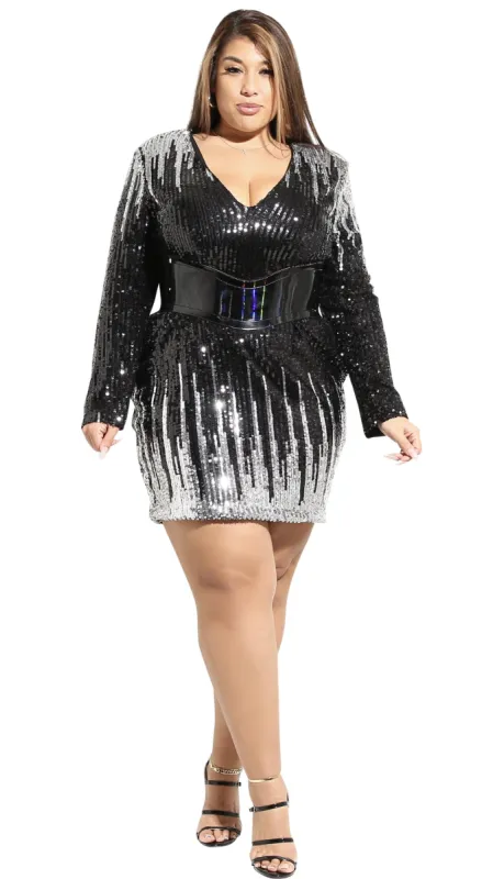 To Die For Sequins Dress (Black/Silver) sold by Boughie Curves