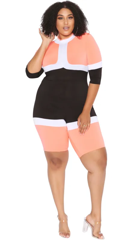 Cubic Romper (Coral) sold by Boughie Curves