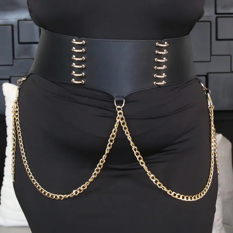 Bow Down Plus Size Stretchy Belt (Black/Gold) sold by Boughie Curves