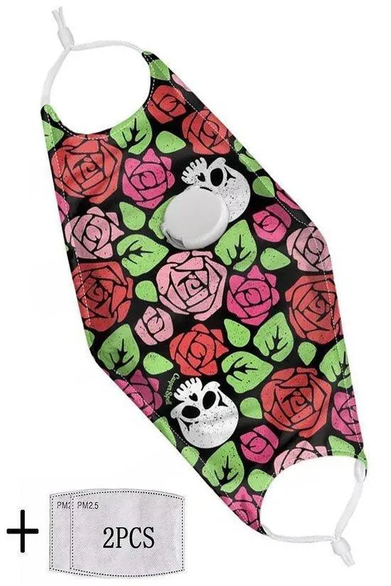 Respirator PM 2.5 Mask With Filter Pocket And 2 Filters (Rose And Skull Print) In Stock sold by Boughie Curves product image thumbnail 3