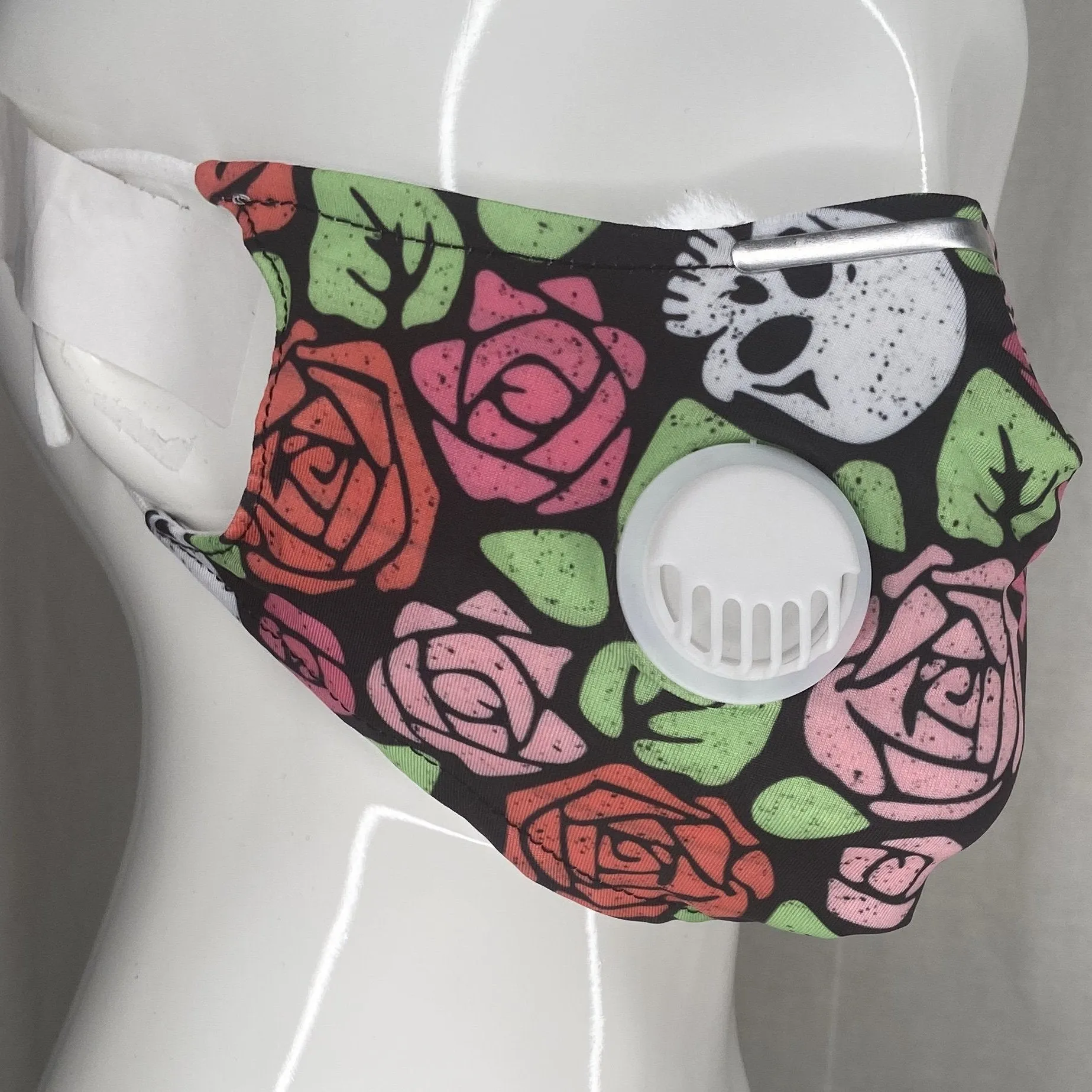 Respirator PM 2.5 Mask With Filter Pocket And 2 Filters (Rose And Skull Print) In Stock sold by Boughie Curves product image thumbnail 2