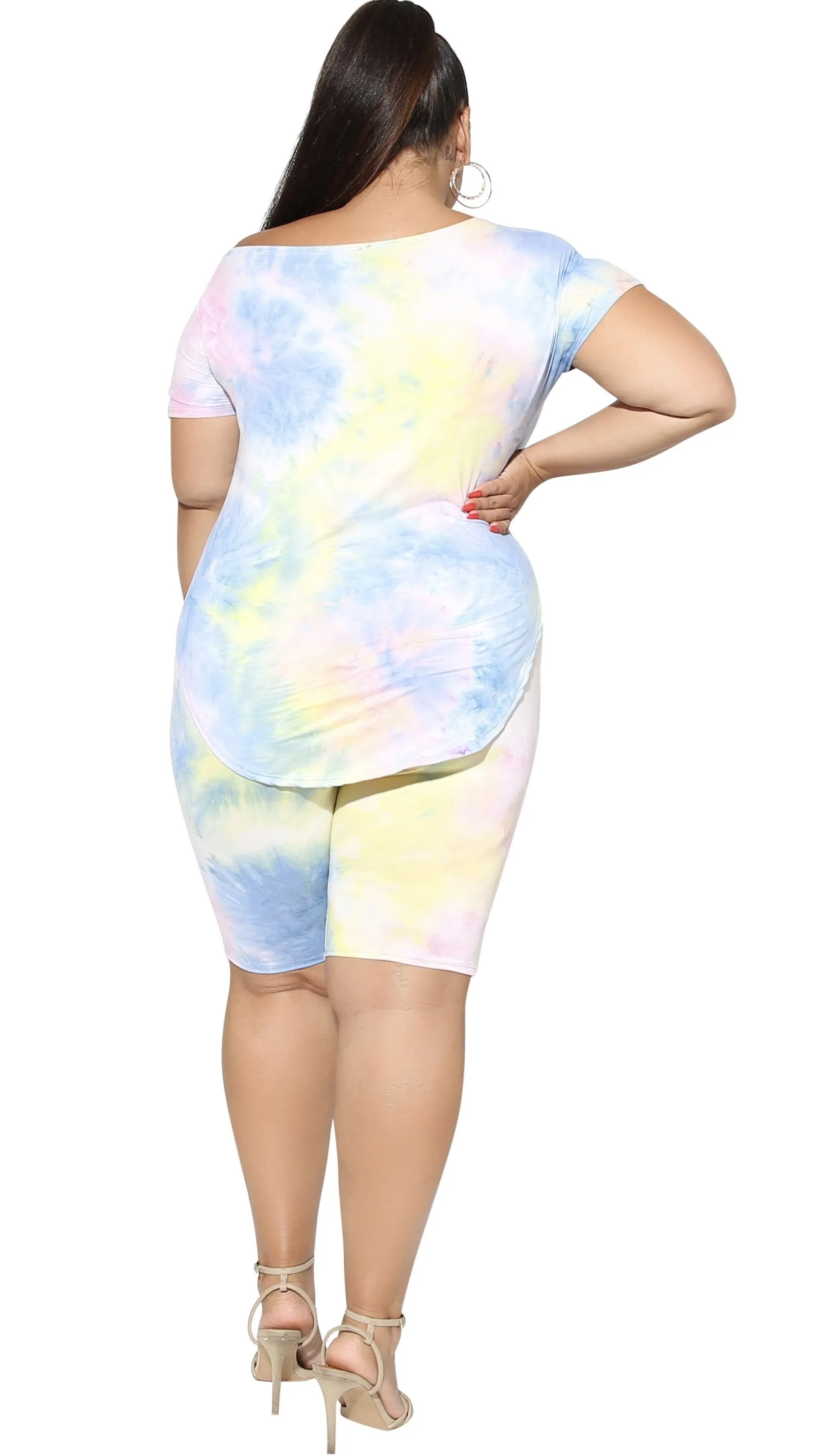 Colors Of Life 2Pcs Short Set (Blue/Pink/Yellow Tie Dye) sold by Boughie Curves product image thumbnail 3