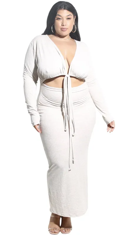 Two Can Play That Game Maxi Dress (Oatmeal) sold by Boughie Curves