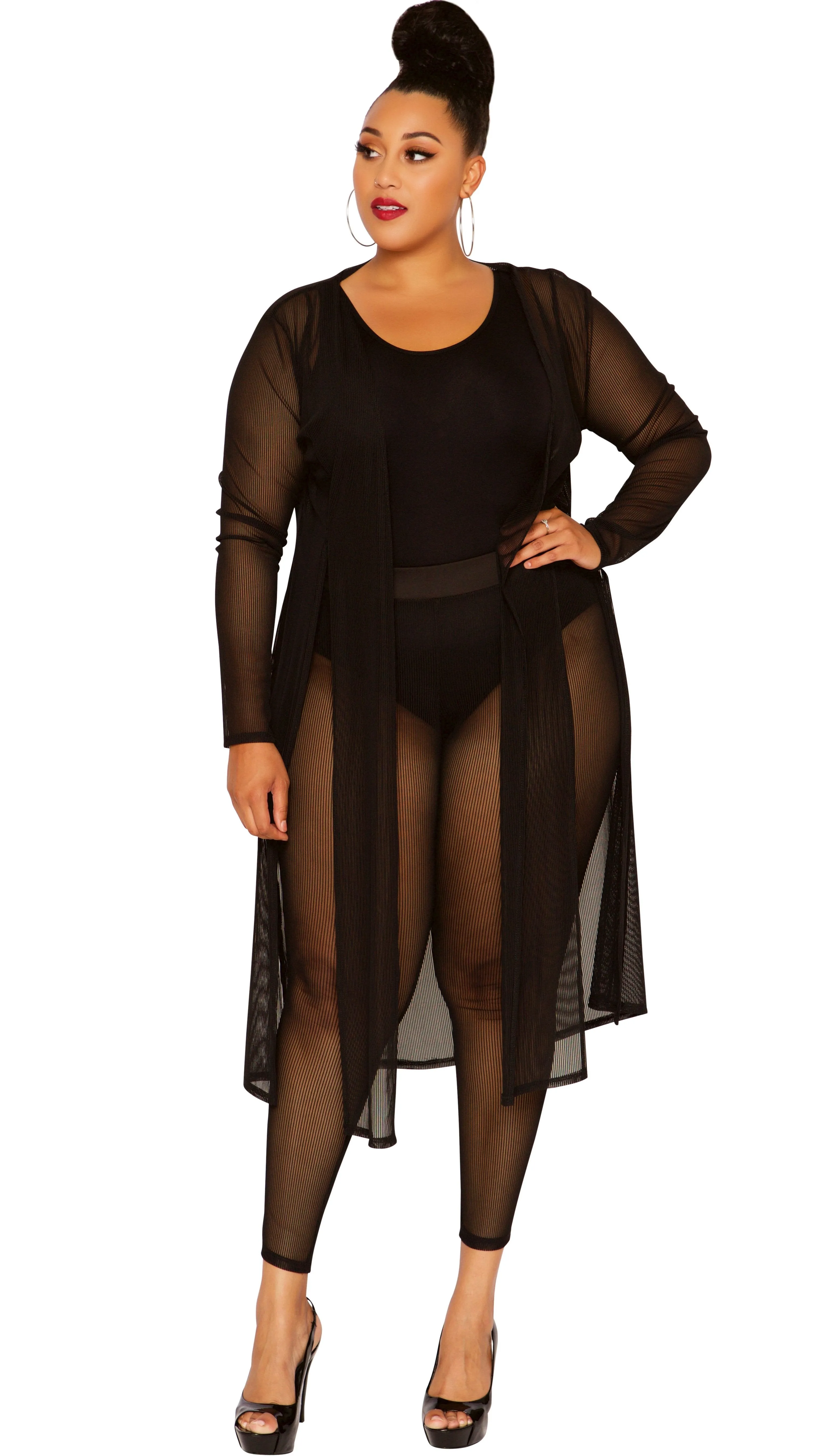 So Shady Sheer 2Pcs Pant Set (Black) sold by Boughie Curves product image thumbnail 2