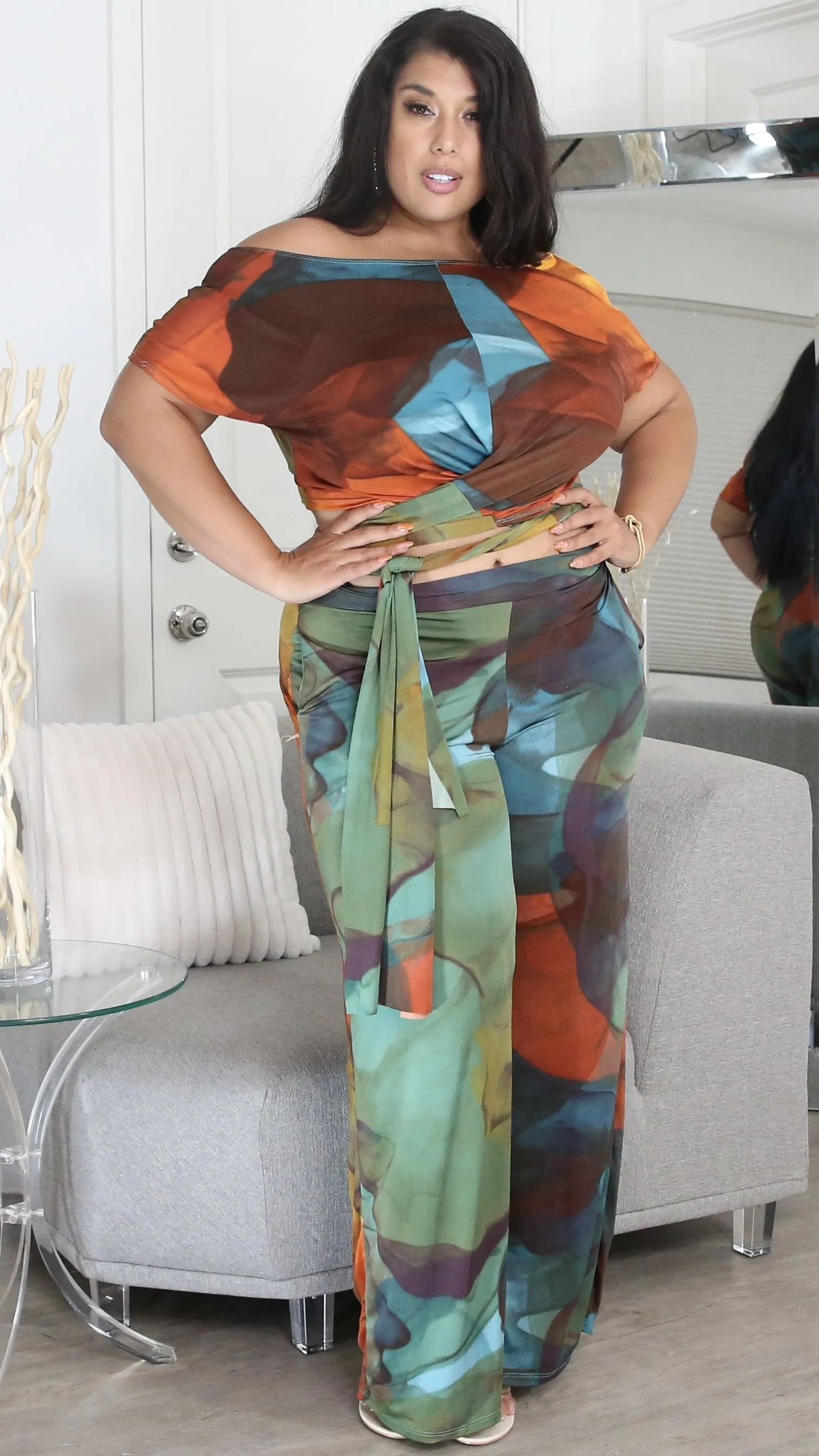 Prime Time 2Pcs Pant Set (Multi Tie Dye) sold by Boughie Curves