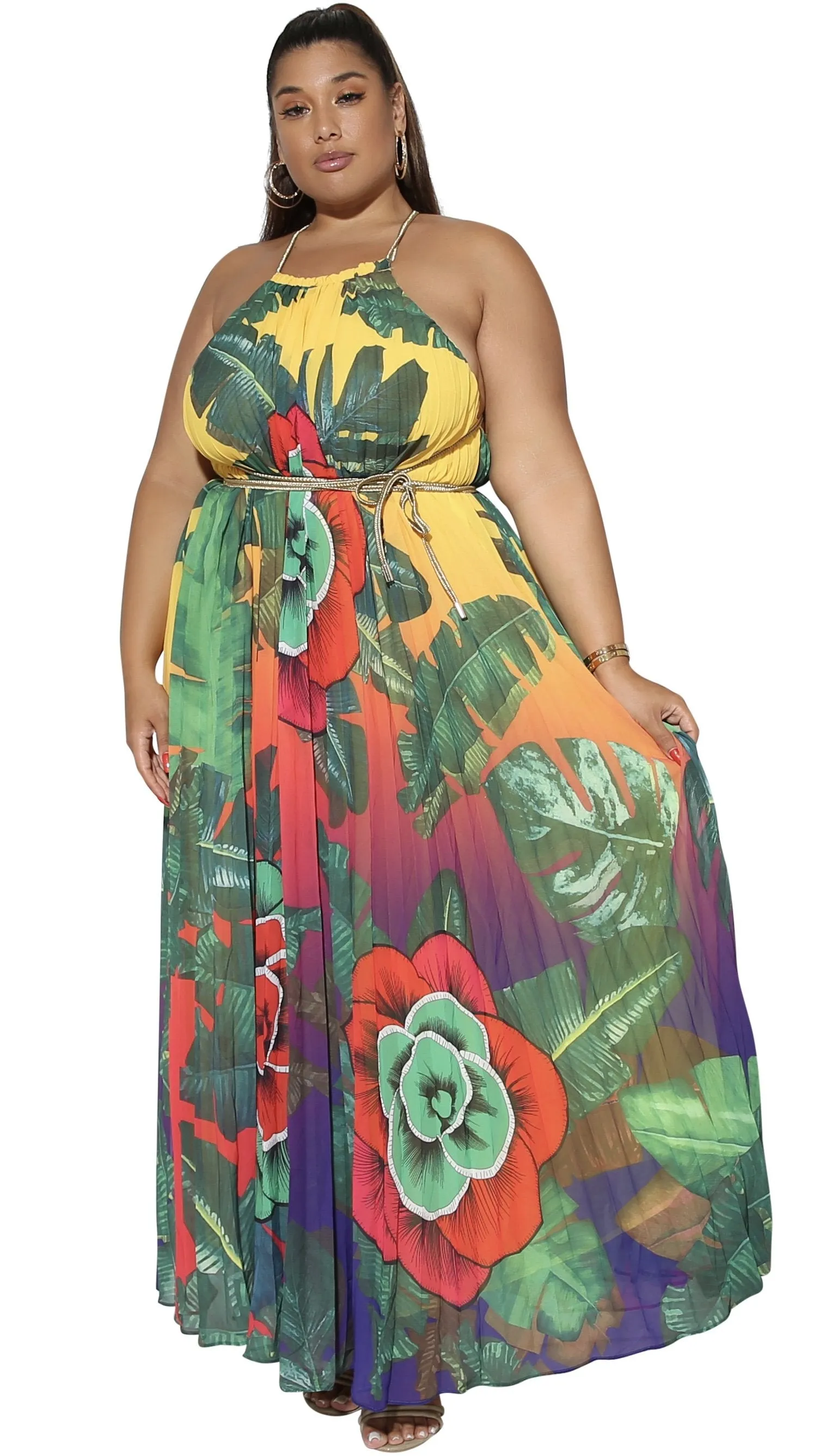Sunset Maxi Dress (Multi) sold by Boughie Curves