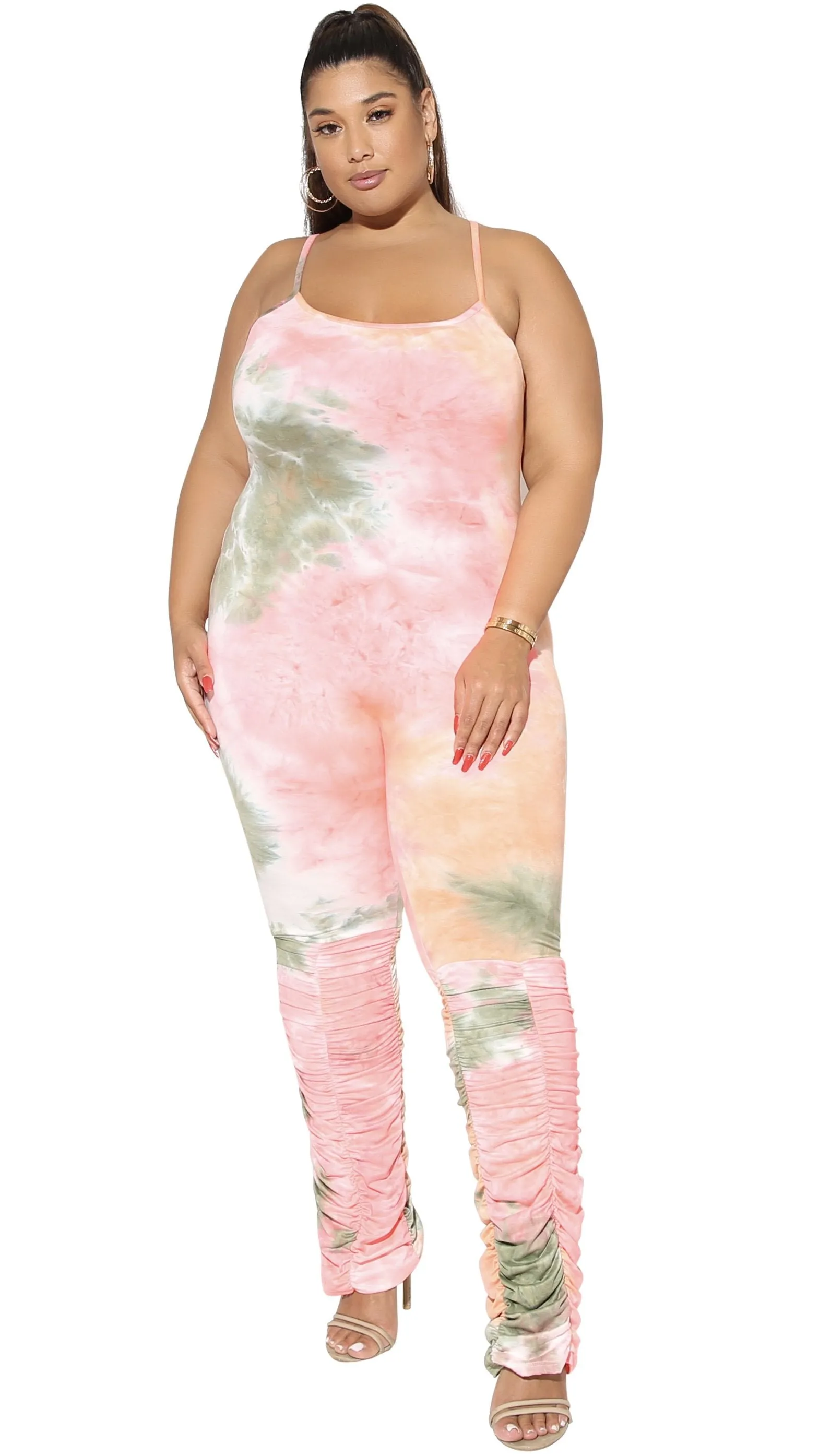 Playtime Jumper (Peach/Olive/Pink Tie Dye) sold by Boughie Curves