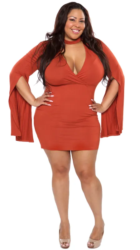 Just Bloom Dress (Burnt Orange) sold by Boughie Curves