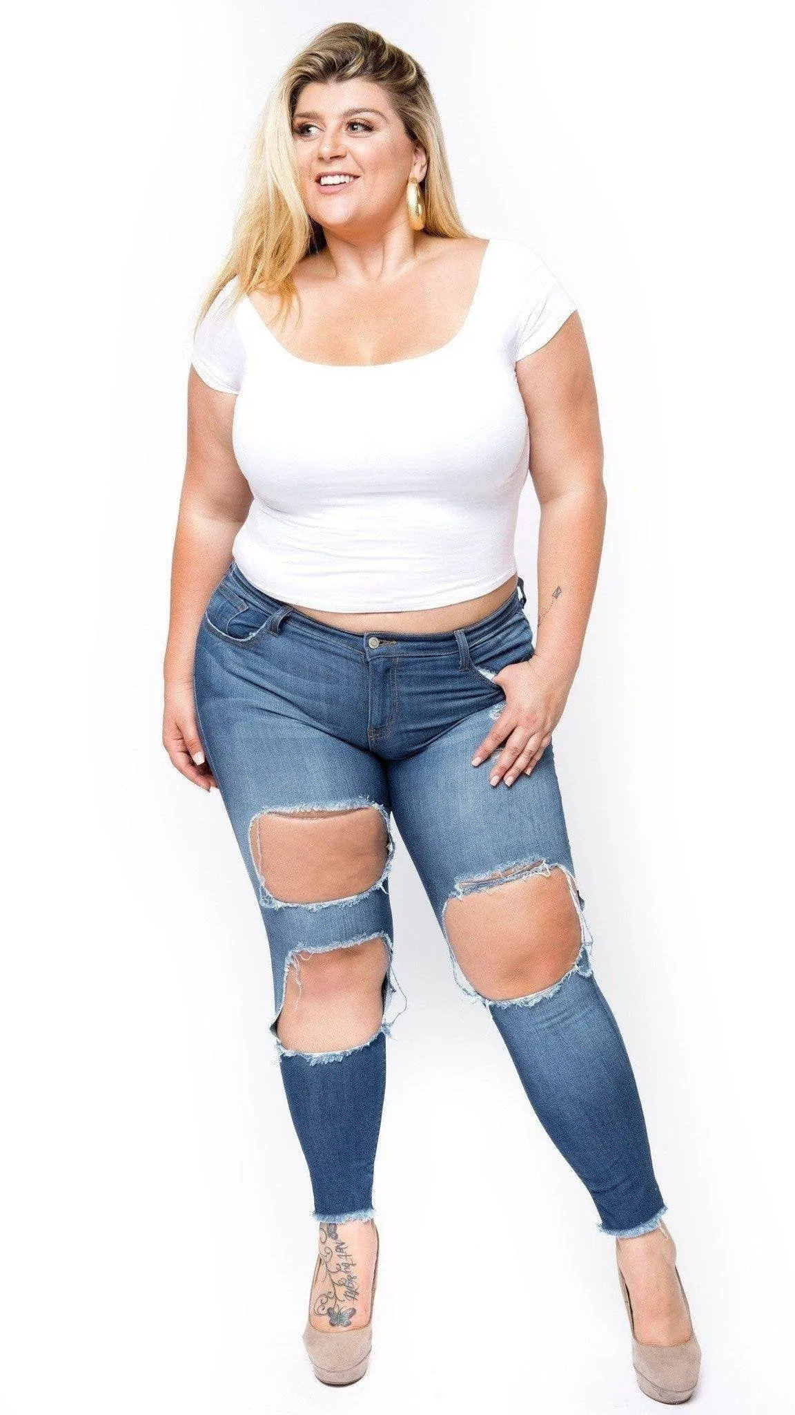 Drop Top Crop Top (White) sold by Boughie Curves