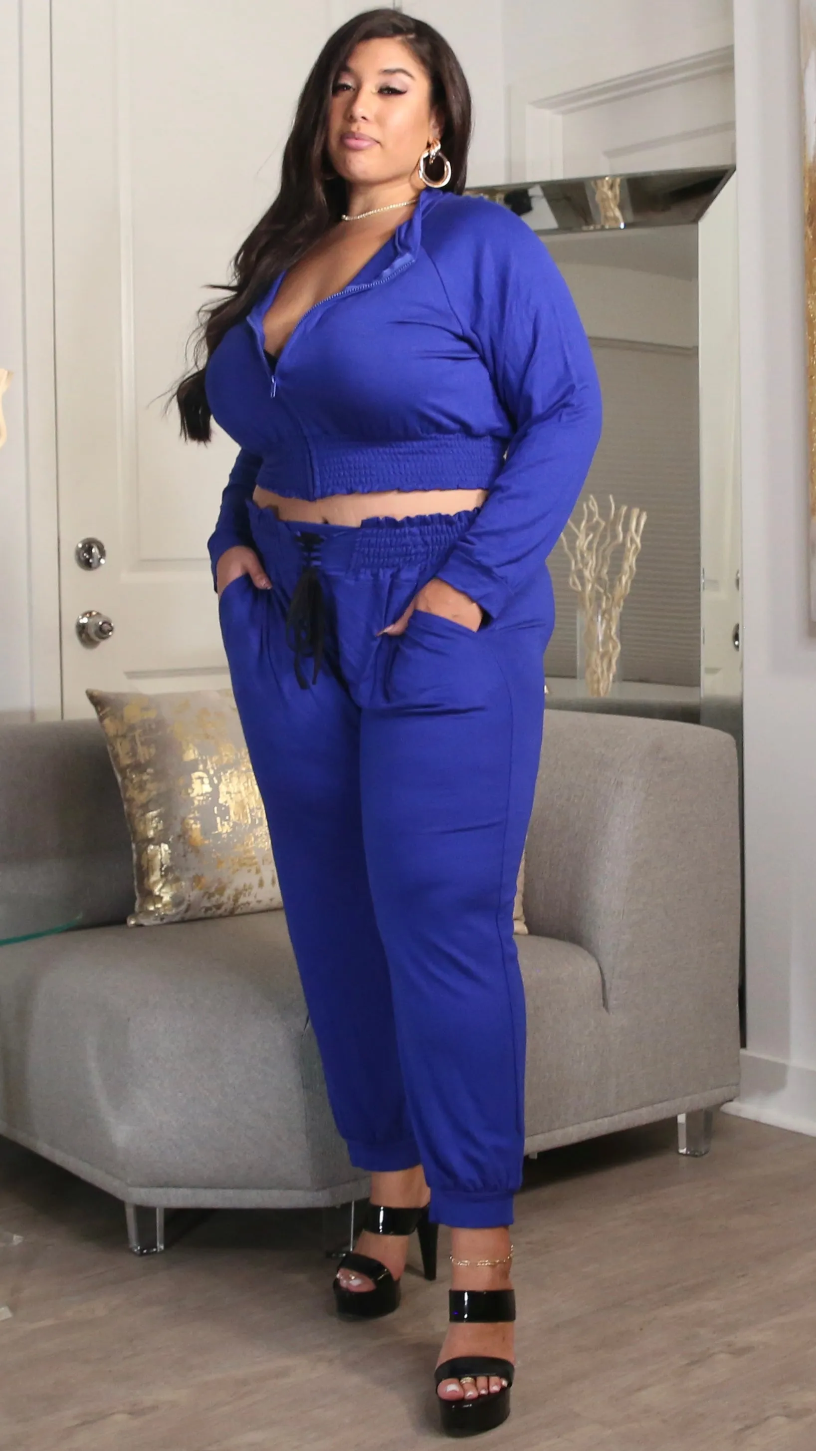 Chill Out 2Pcs Pant Set (Royal Blue) sold by Boughie Curves