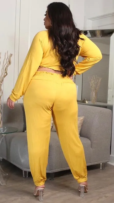 Chill Out 2Pcs Pant Set (Mustard) sold by Boughie Curves product image thumbnail 3