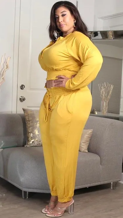 Chill Out 2Pcs Pant Set (Mustard) sold by Boughie Curves product image thumbnail 2
