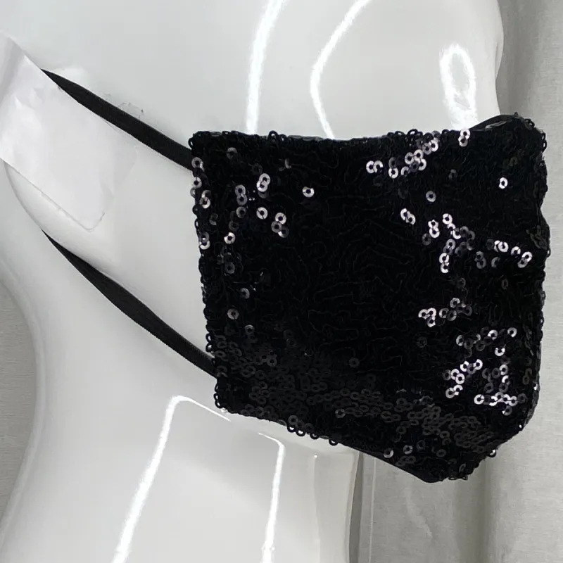 Fashion Mask (Rimless Black Sequins) In Stock sold by Boughie Curves