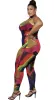 Painted Mesh 2Pcs Pant Set (Multi) sold by Boughie Curves