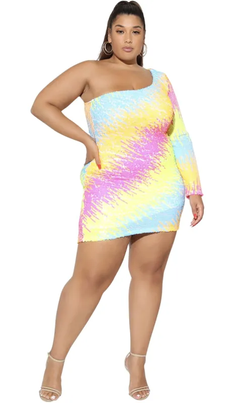 To The Left Sequins Dress (Multi) sold by Boughie Curves