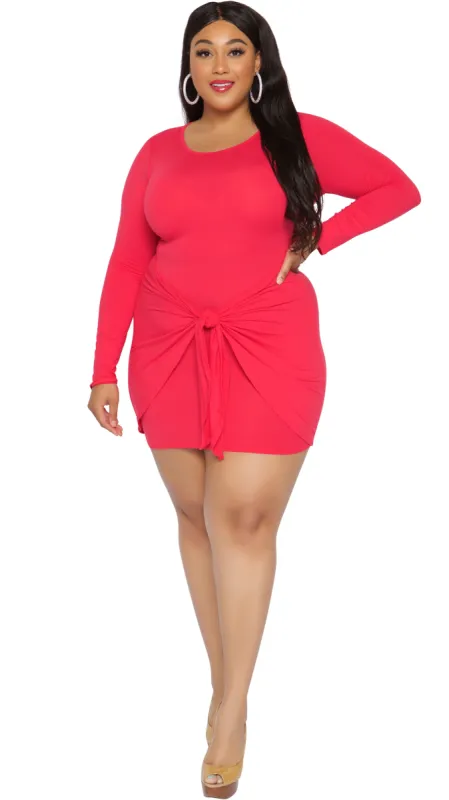Bay Bae Mini Dress (Hot Pink) sold by Boughie Curves