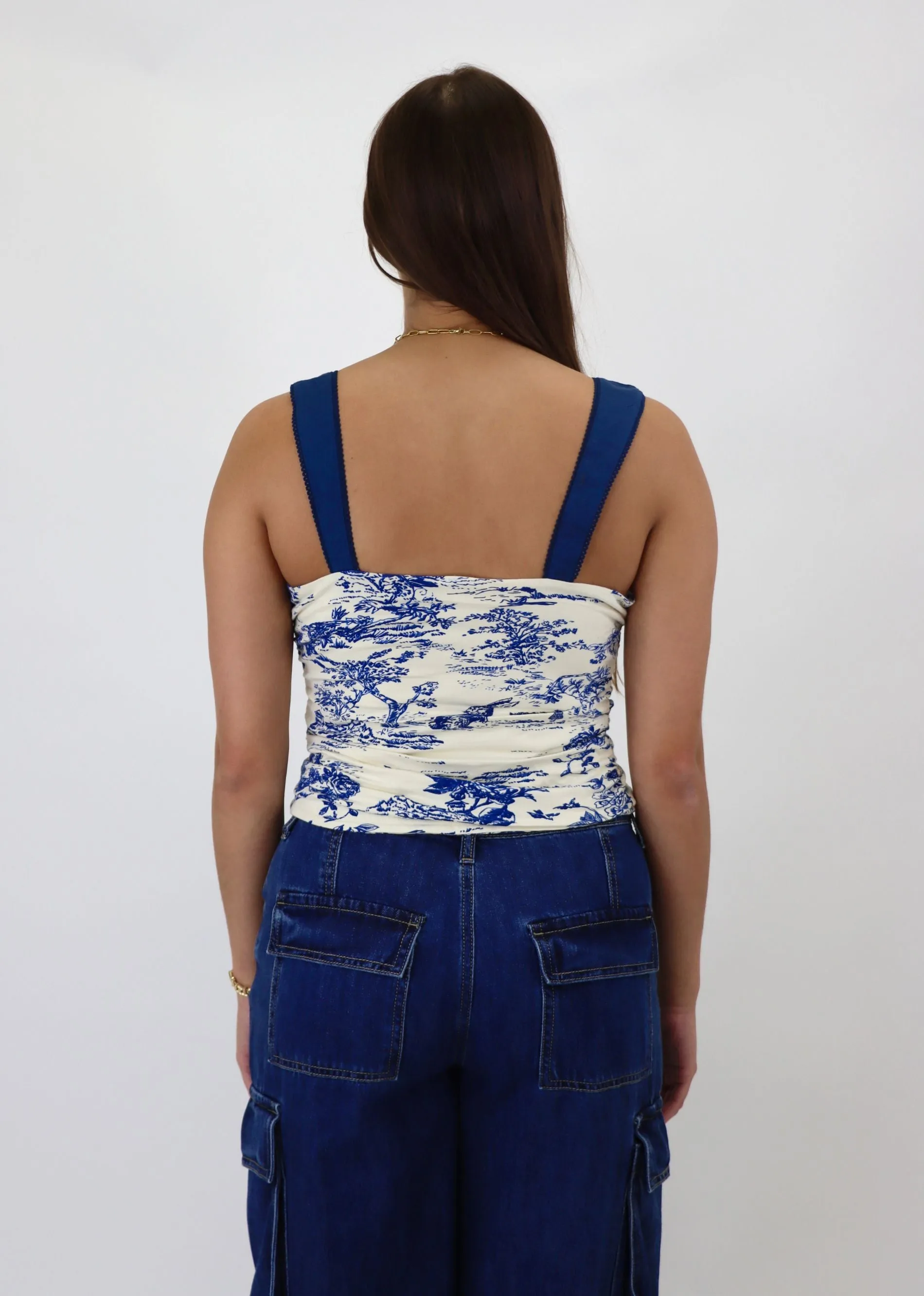Free People 2 Toned Tank ★ White & Navy Floral sold by Rock N Rags product image thumbnail 4