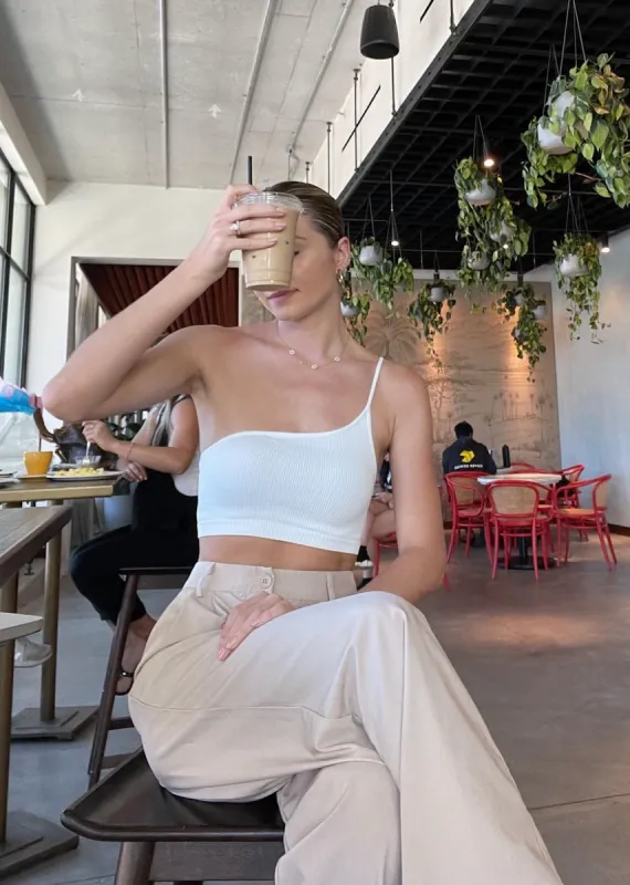Shoot Your Shot One Shoulder Tank ★ White sold by Rock N Rags
