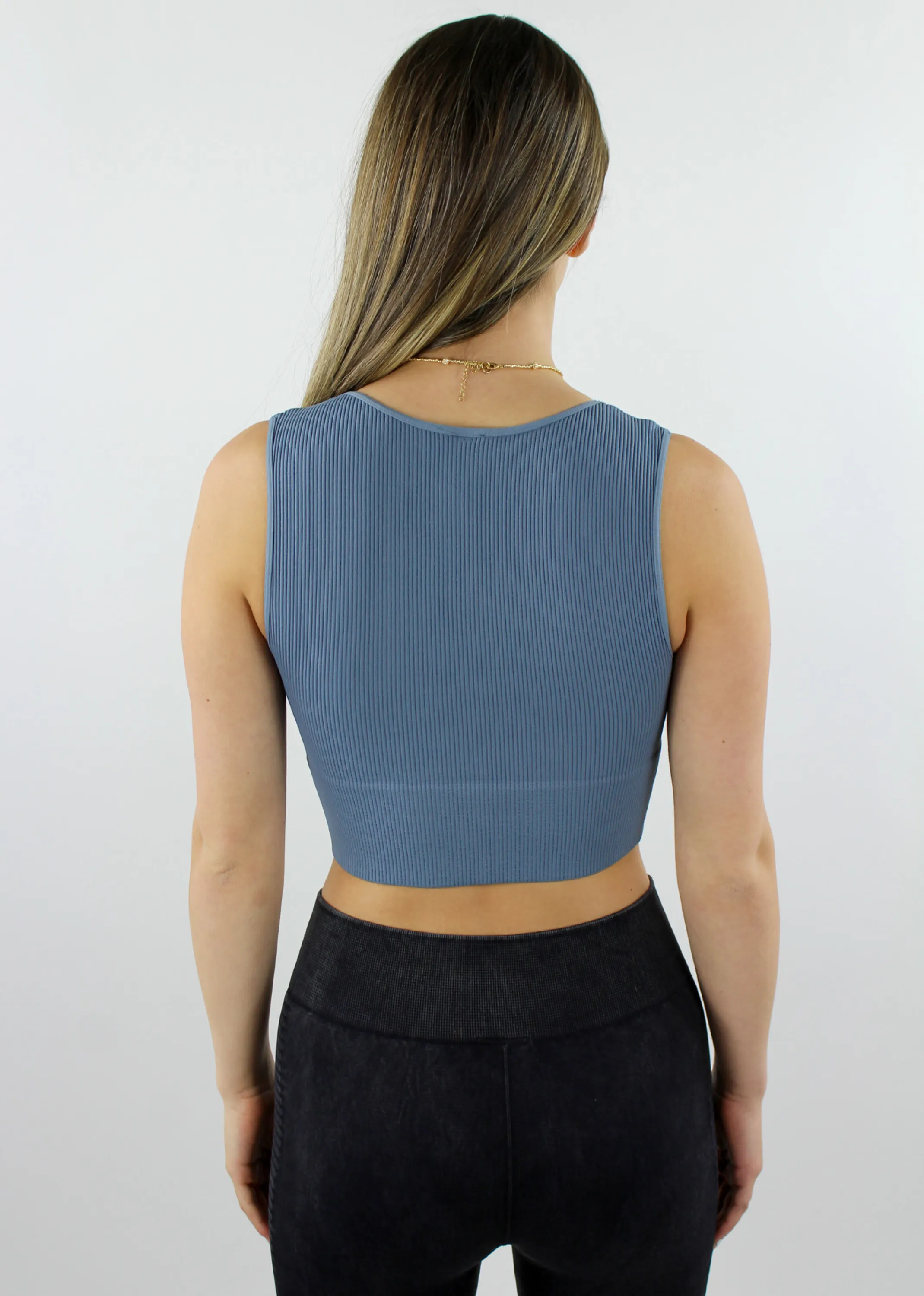 Take The Plunge V-Neck Crop Top ★ Dusty Blue sold by Rock N Rags product image thumbnail 5