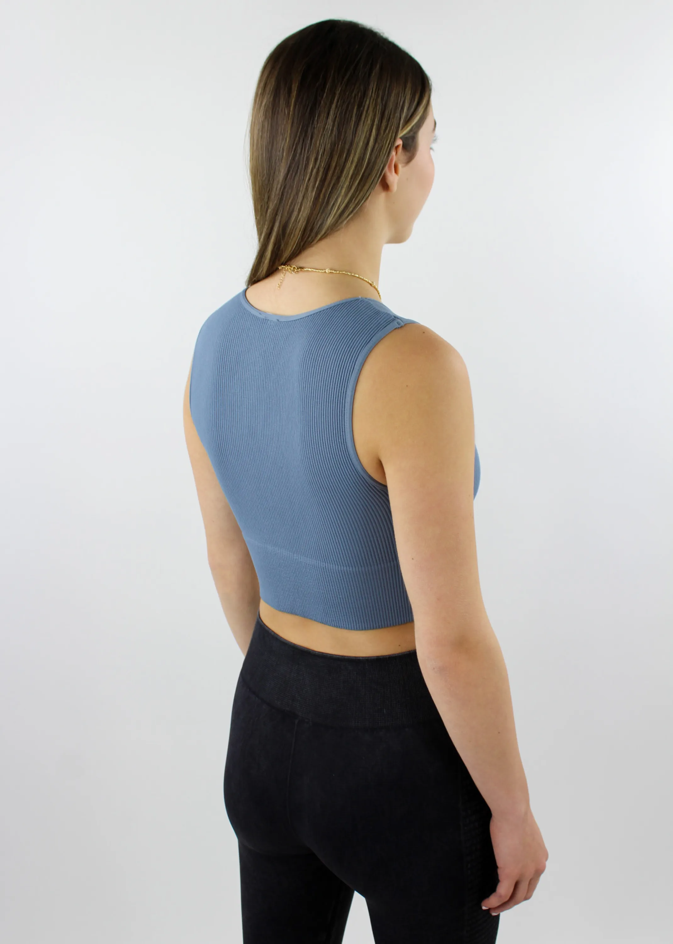 Take The Plunge V-Neck Crop Top ★ Dusty Blue sold by Rock N Rags product image thumbnail 4