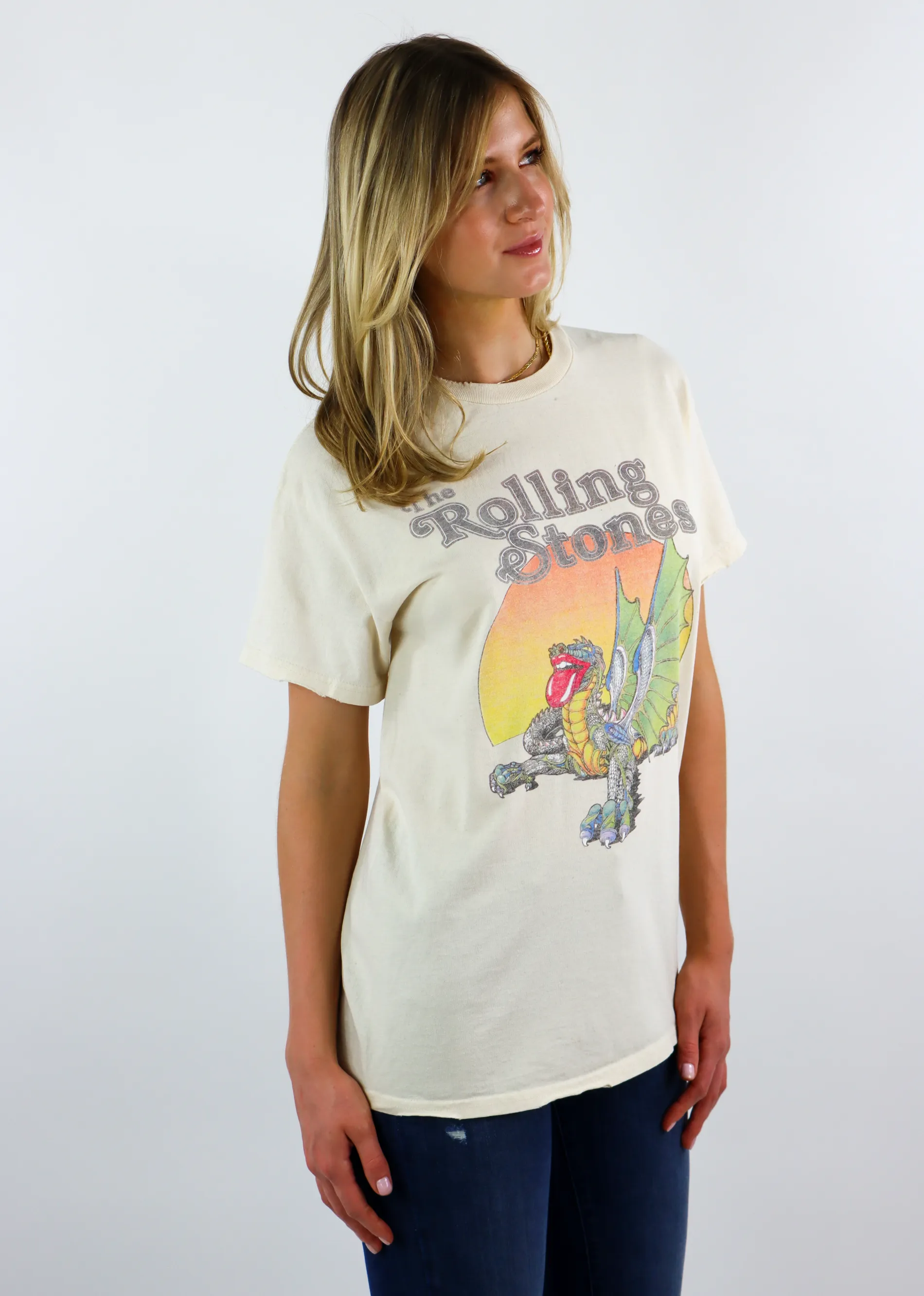 Rolling Stones Dragon Thrifted Graphic Tee ★ Off White sold by Rock N Rags product image thumbnail 3