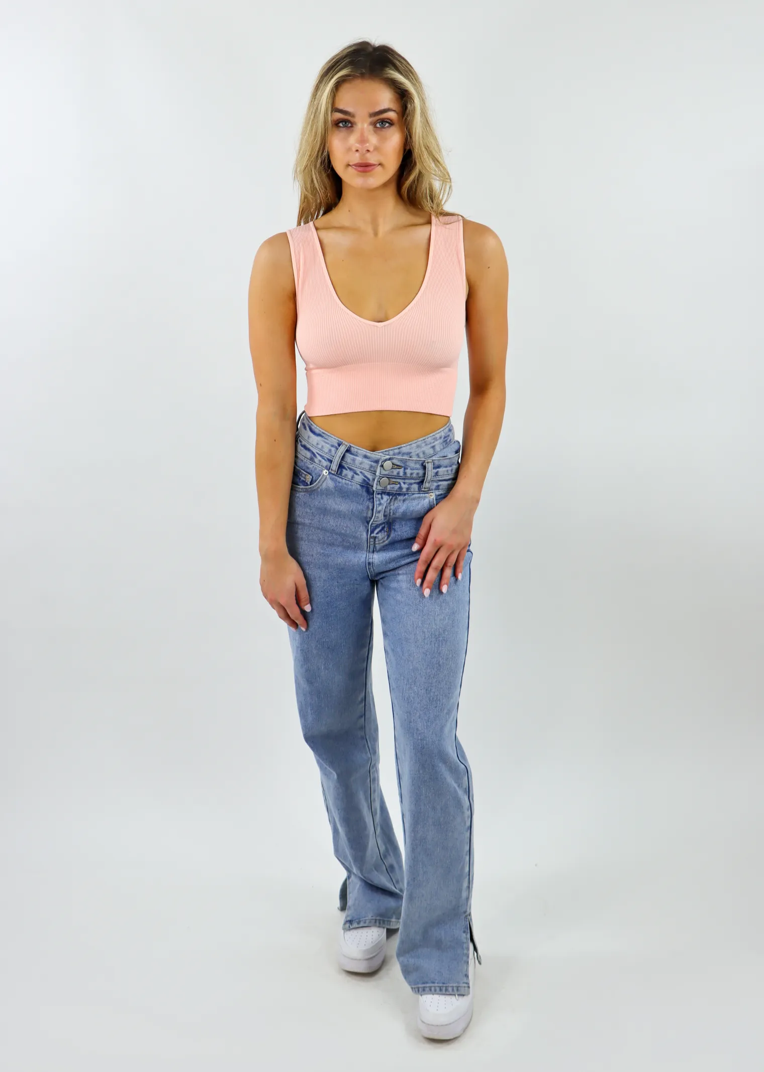 Take The Plunge V-Neck Crop Top ★ Peach sold by Rock N Rags product image thumbnail 4