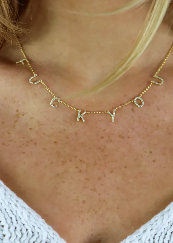F You V2 Necklace ★ Gold sold by Rock N Rags
