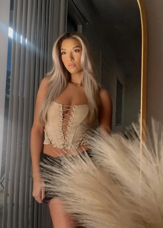 Lacy Corset Top ★ Taupe sold by Rock N Rags