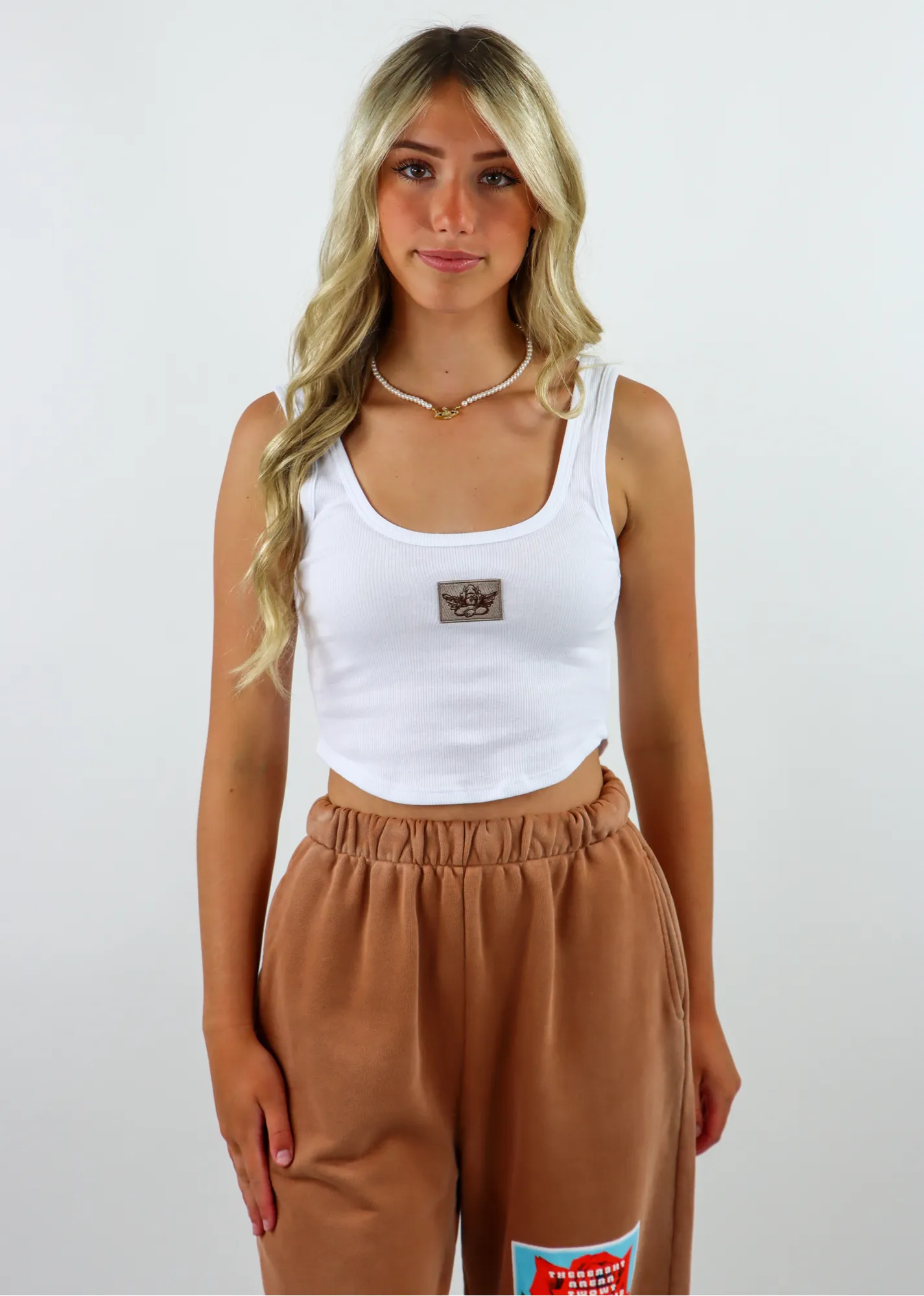 Boys Lie Little White Rib Tank ★ Camel sold by Rock N Rags