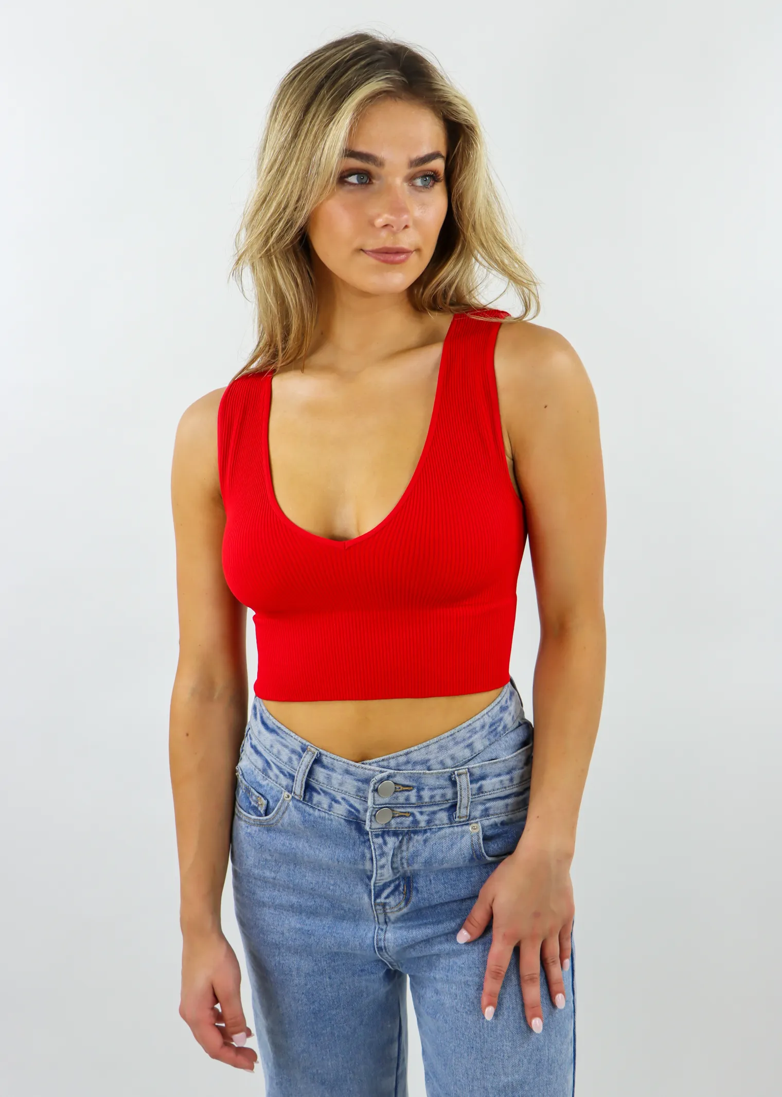 Take The Plunge V-Neck Crop Top ★ Red sold by Rock N Rags