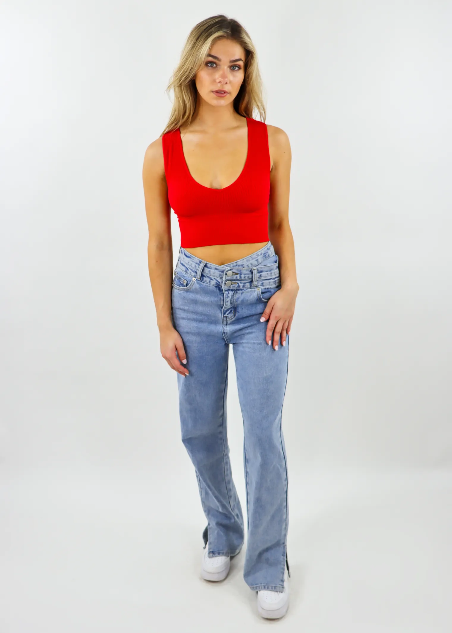 Take The Plunge V-Neck Crop Top ★ Red sold by Rock N Rags product image thumbnail 4