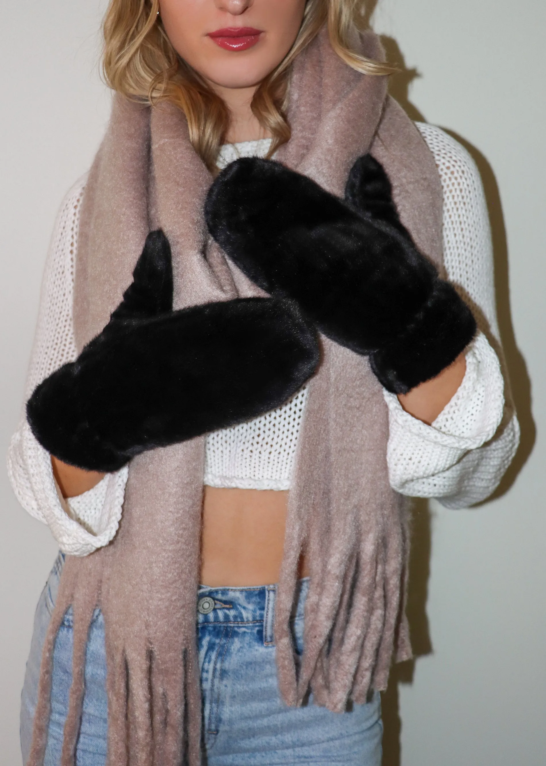 Move On Up Fur Mittens ★ Black sold by Rock N Rags